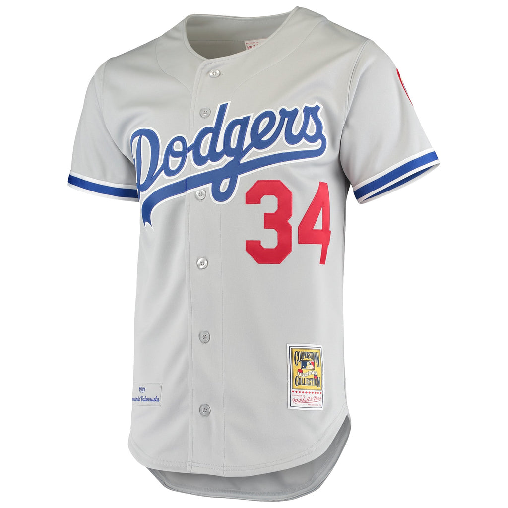 Men's Los Angeles Dodgers Fernando Valenzuela Mitchell & Ness Gray Road 1981 Cooperstown Collection Authentic Jersey - 3