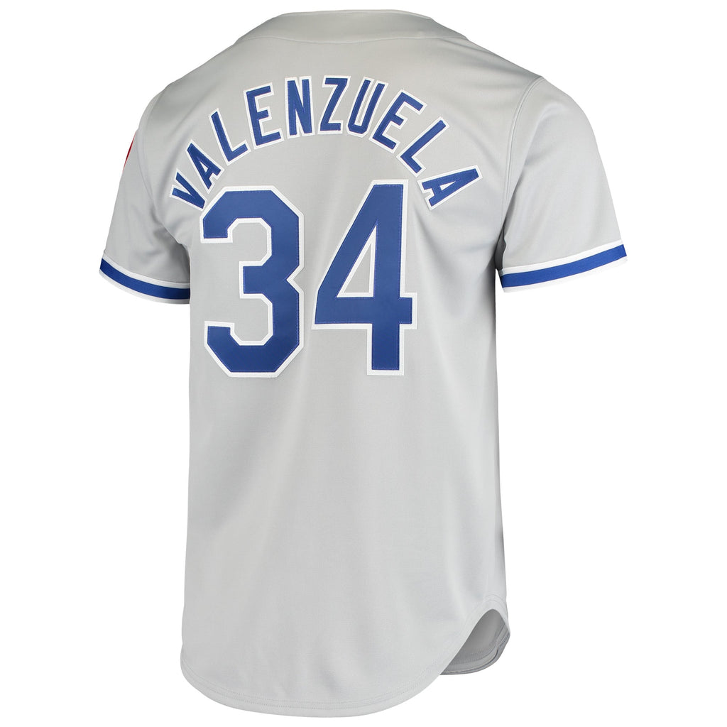 Men's Los Angeles Dodgers Fernando Valenzuela Mitchell & Ness Gray Road 1981 Cooperstown Collection Authentic Jersey - 4