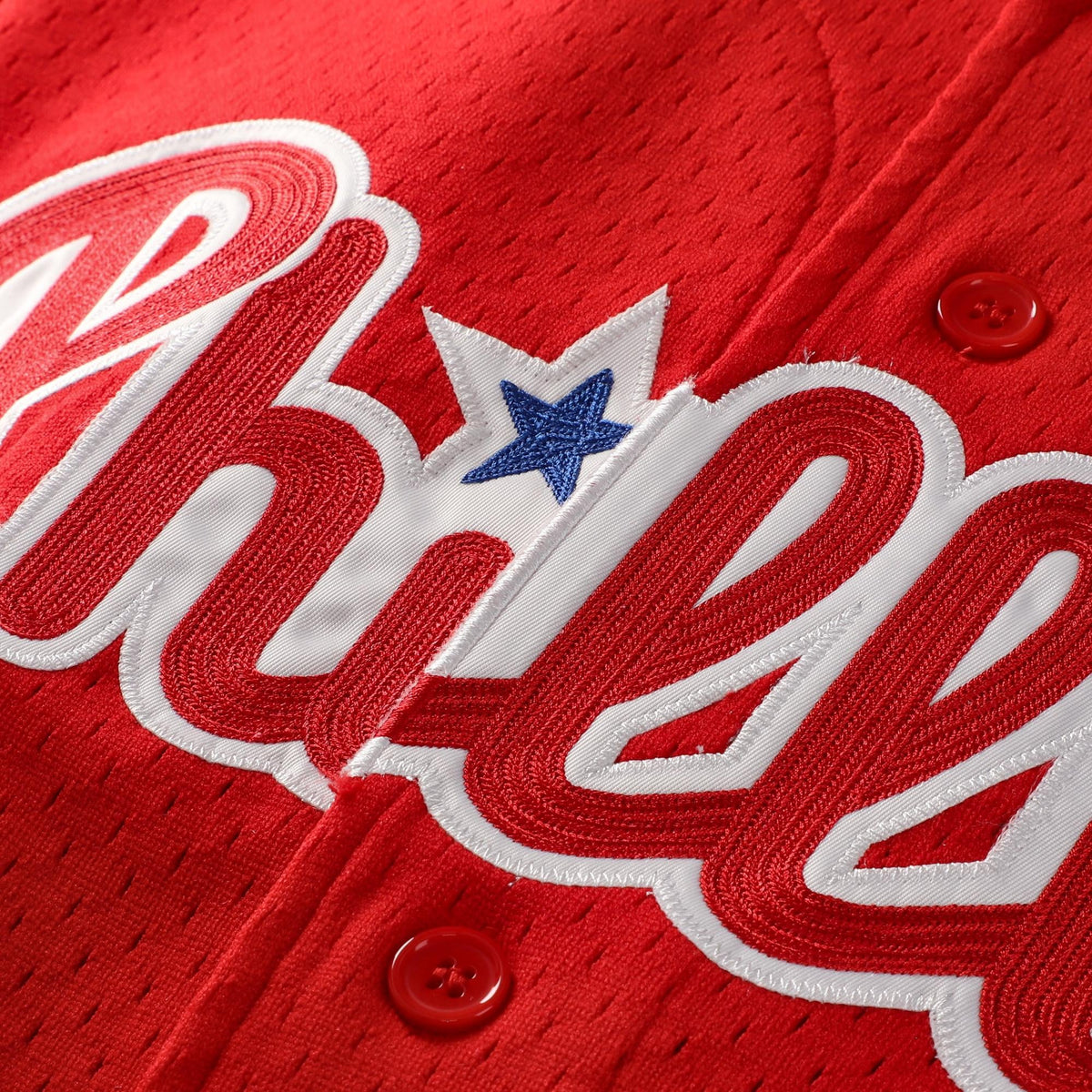 Men's Philadelphia Phillies Jimmy Rollins Mitchell & Ness Red Cooperstown Mesh Batting Practice Button-Up Jersey - 5