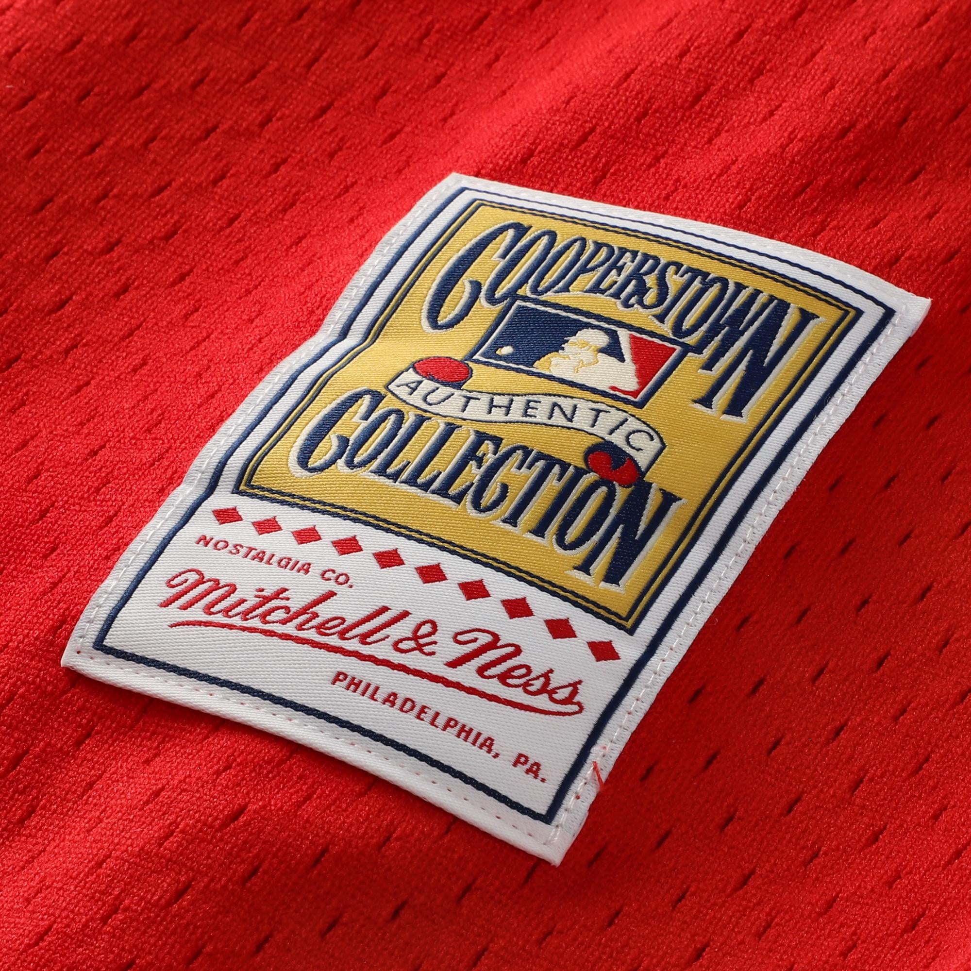 Men's Philadelphia Phillies Jimmy Rollins Mitchell & Ness Red Cooperstown Mesh Batting Practice Button-Up Jersey - 8