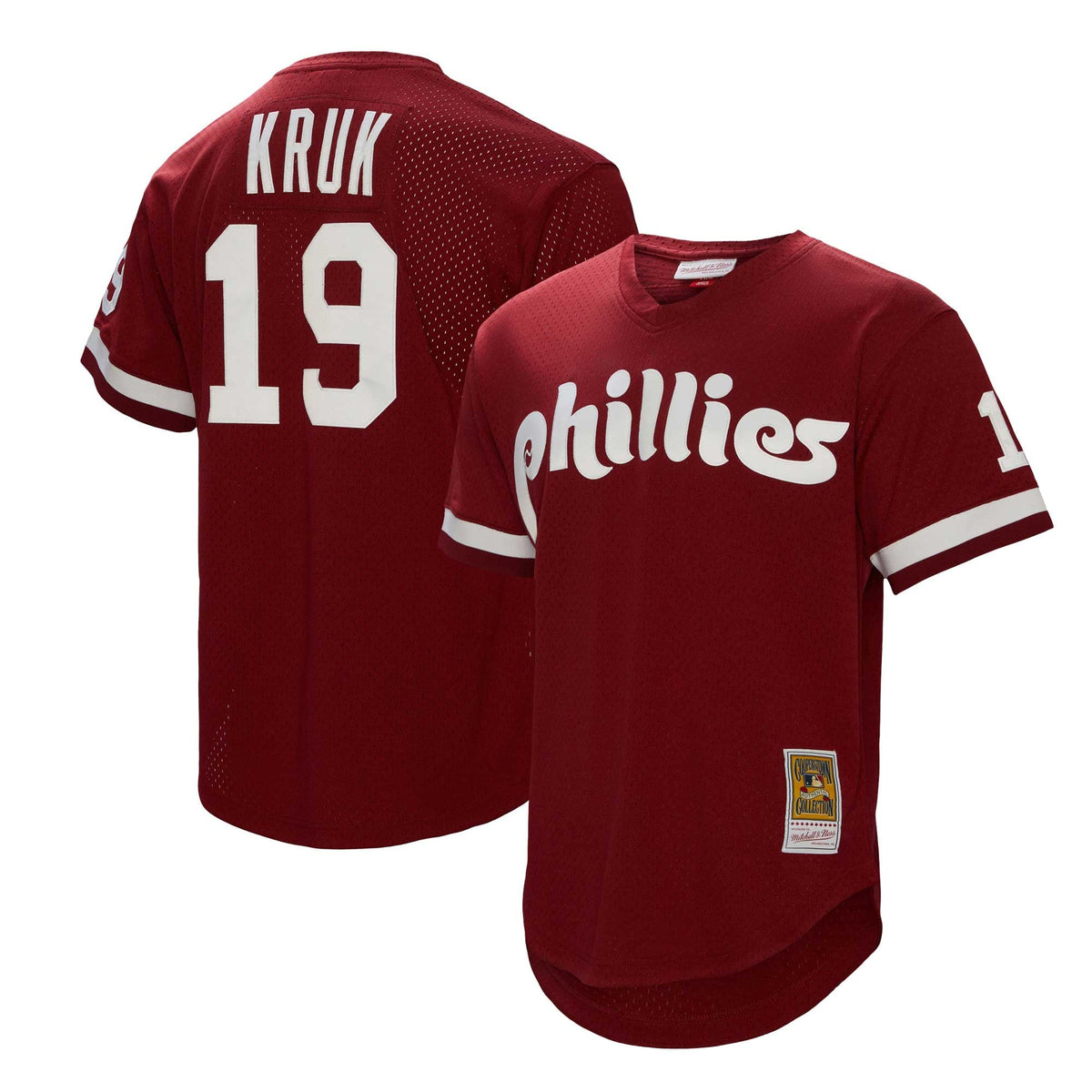 Men's Philadelphia Phillies John Kruk Mitchell & Ness Burgundy Big & Tall Cooperstown Collection Mesh Batting Practice Jersey - 2