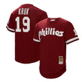 Men's Philadelphia Phillies John Kruk Mitchell & Ness Burgundy Big & Tall Cooperstown Collection Mesh Batting Practice Jersey