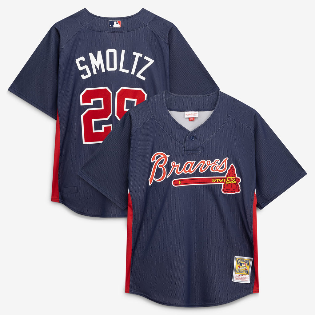 Men's Atlanta Braves John Smoltz Mitchell & Ness Navy Authentic Batting Practice Jersey - 2