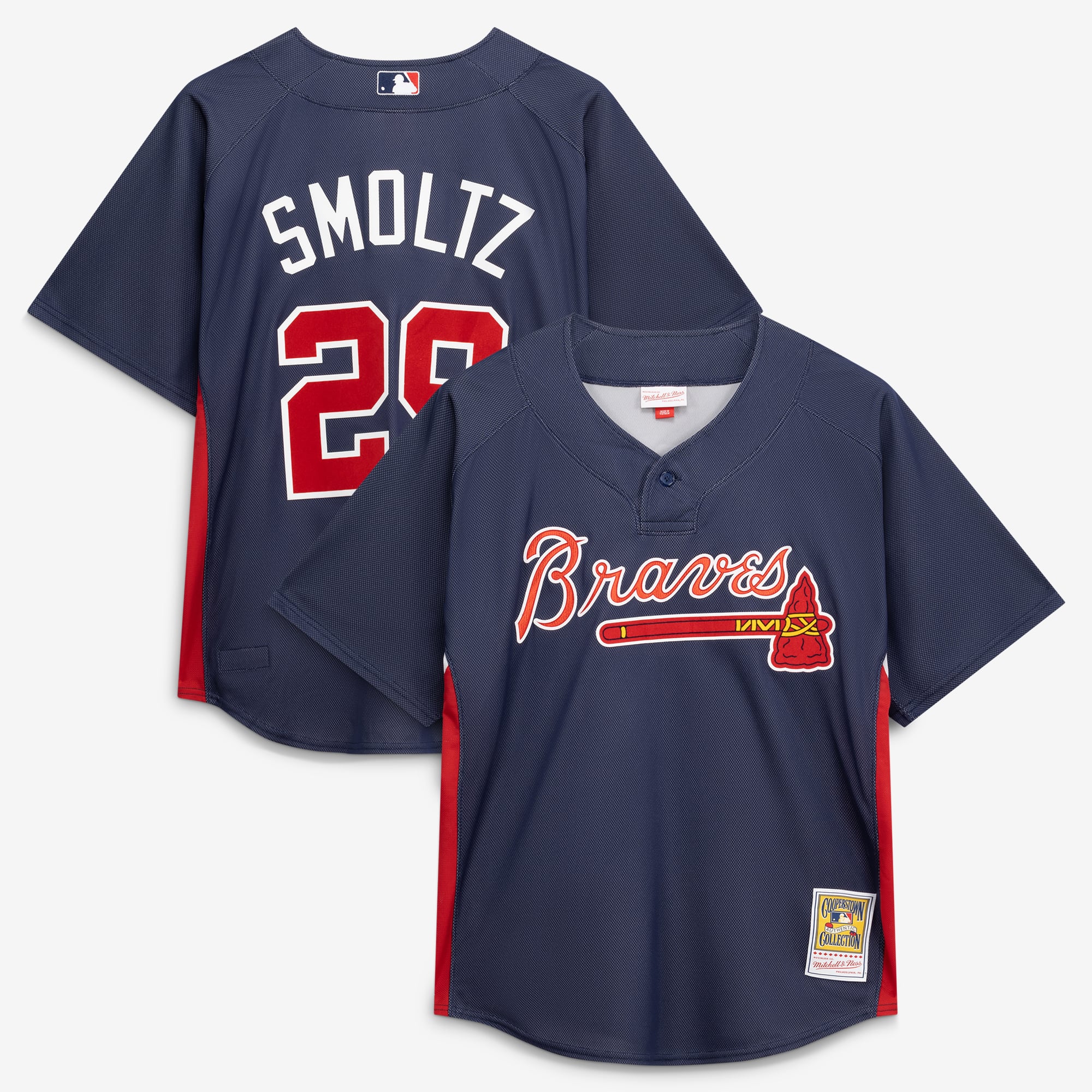 Men's Atlanta Braves John Smoltz Mitchell & Ness Navy Authentic Batting Practice Jersey