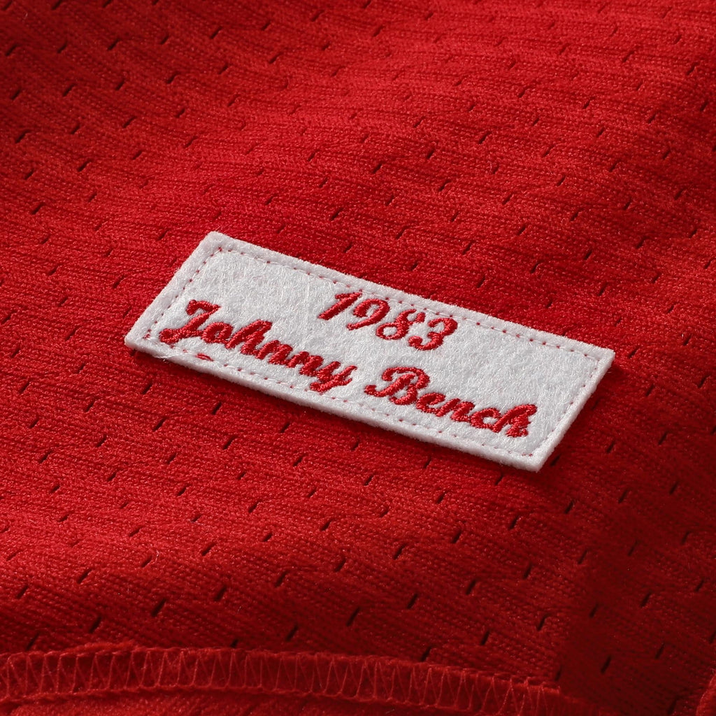 Men's Cincinnati Reds Johnny Bench Mitchell & Ness Scarlet Authentic Batting Practice Jersey - 7