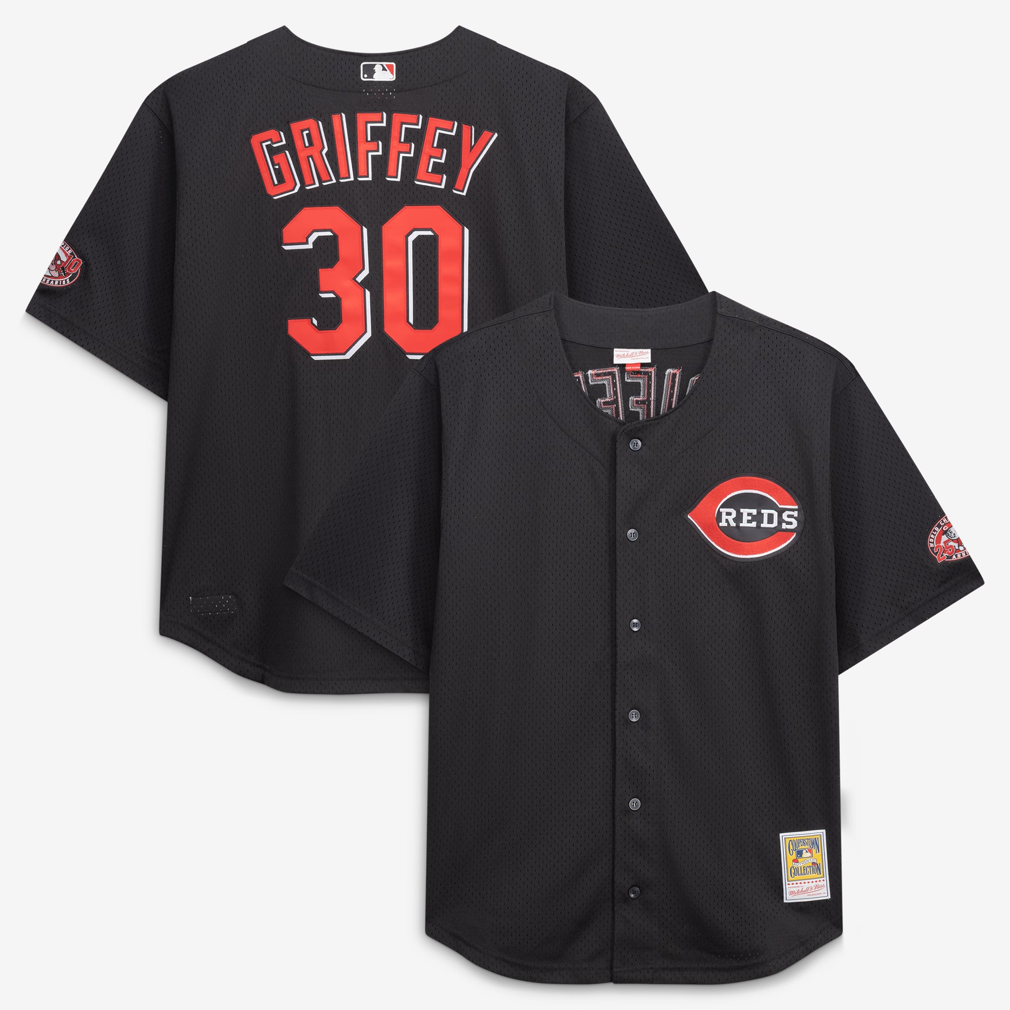 Men's Cincinnati Reds Ken Griffey Jr. Mitchell & Ness Black Big & Tall Cooperstown Mesh Batting Practice Jersey