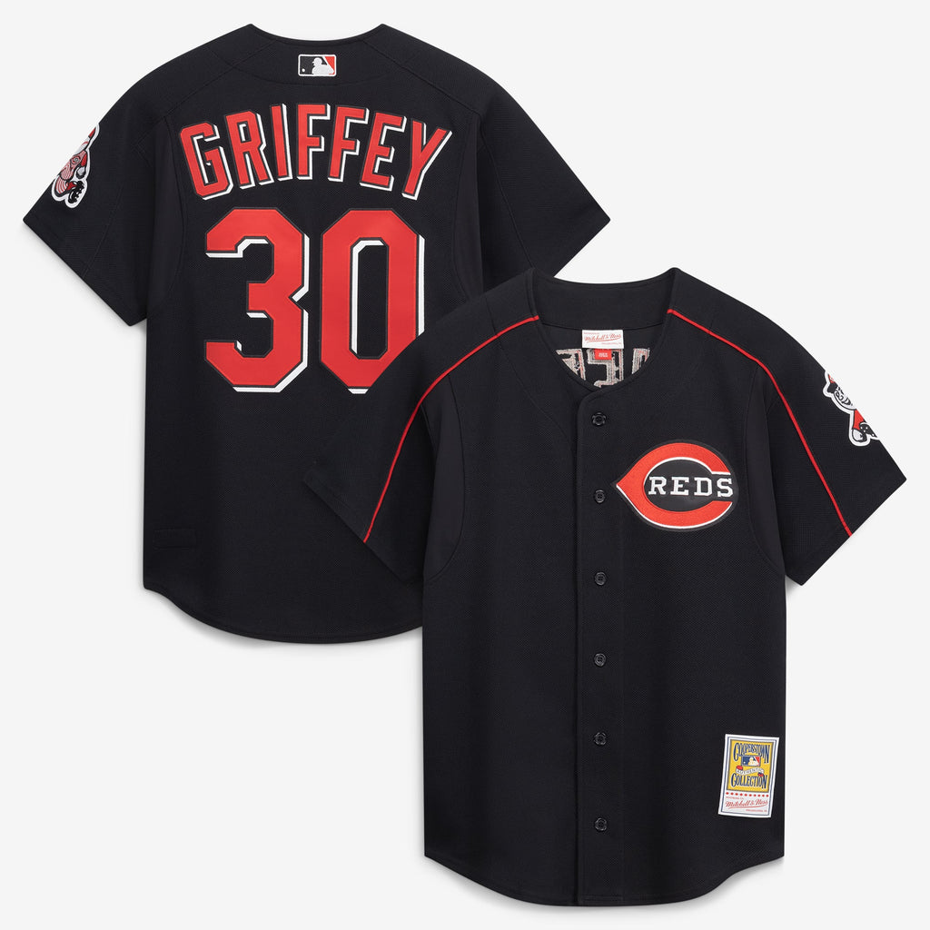 Men's Cincinnati Reds Ken Griffey Jr. Mitchell & Ness Black Cooperstown Collection Authentic Mesh Batting Practice Jersey - 2