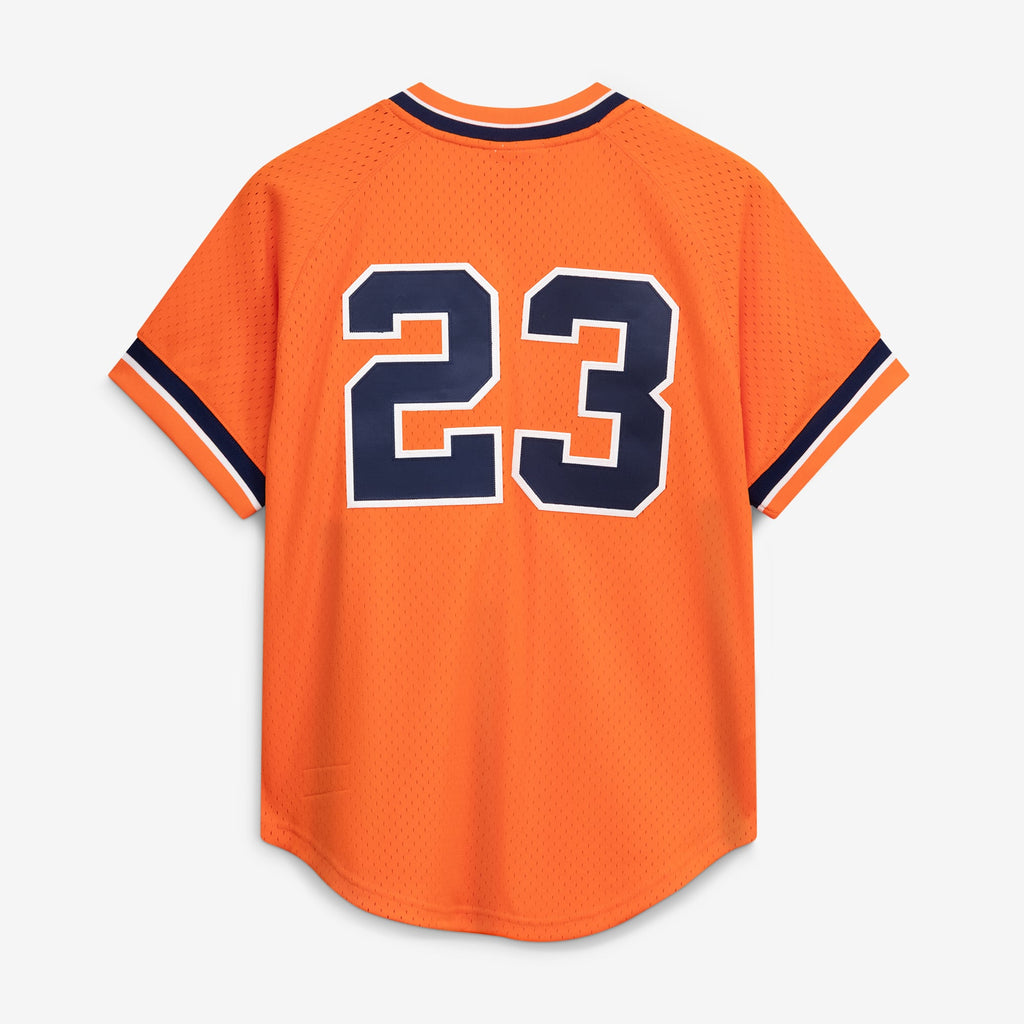 Men's Detroit Tigers Kirk Gibson Mitchell & Ness Orange Cooperstown Collection Mesh Batting Practice Button-Up Jersey - 4