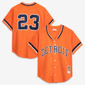 Men's Detroit Tigers Kirk Gibson Mitchell & Ness Orange Cooperstown Collection Mesh Batting Practice Button-Up Jersey