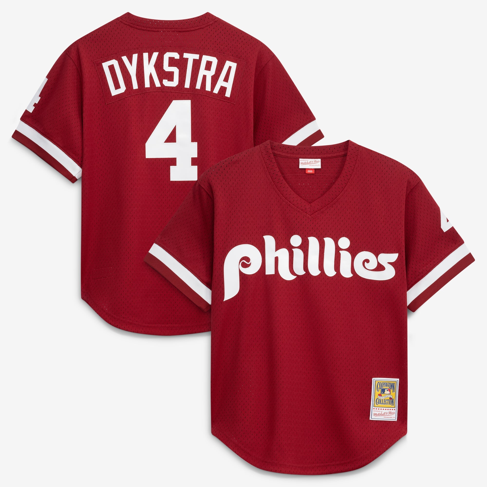 Men's Philadelphia Phillies Lenny Dykstra Mitchell & Ness Scarlet Authentic Batting Practice Jersey - 2