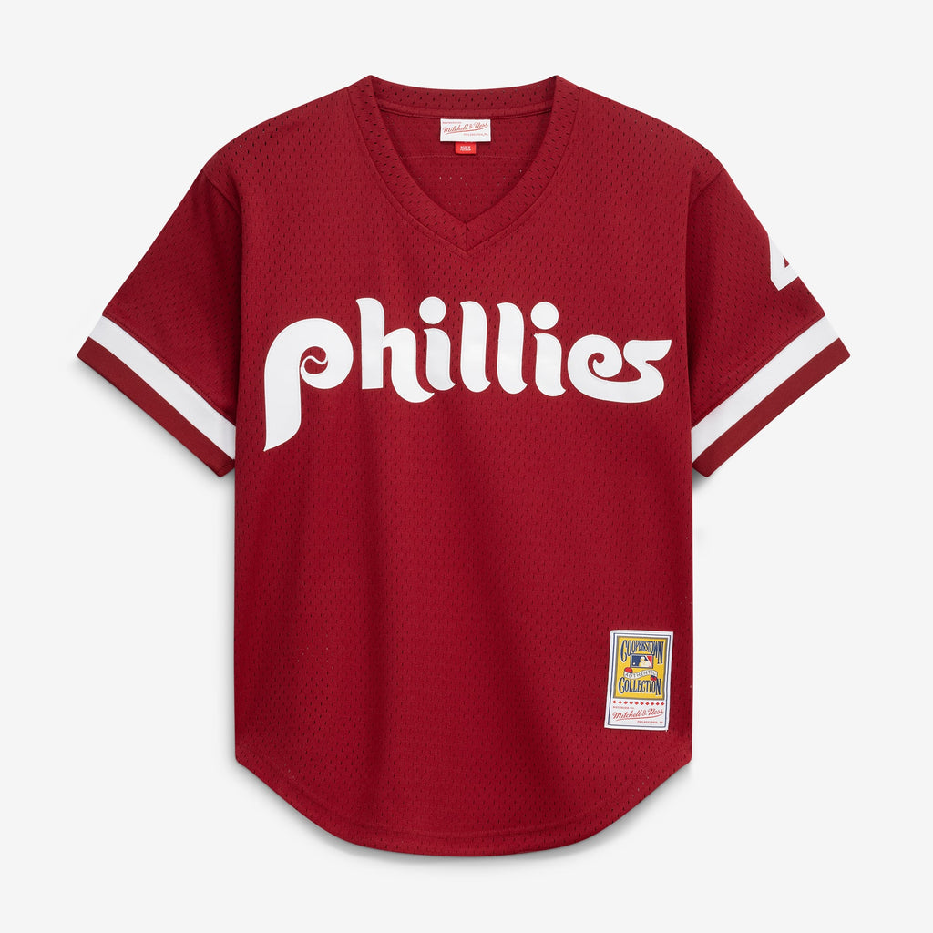 Men's Philadelphia Phillies Lenny Dykstra Mitchell & Ness Scarlet Authentic Batting Practice Jersey - 3