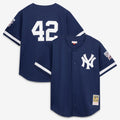 Men's New York Yankees Mariano Rivera Mitchell & Ness Navy Cooperstown Collection Mesh Batting Practice Button-Up Jersey