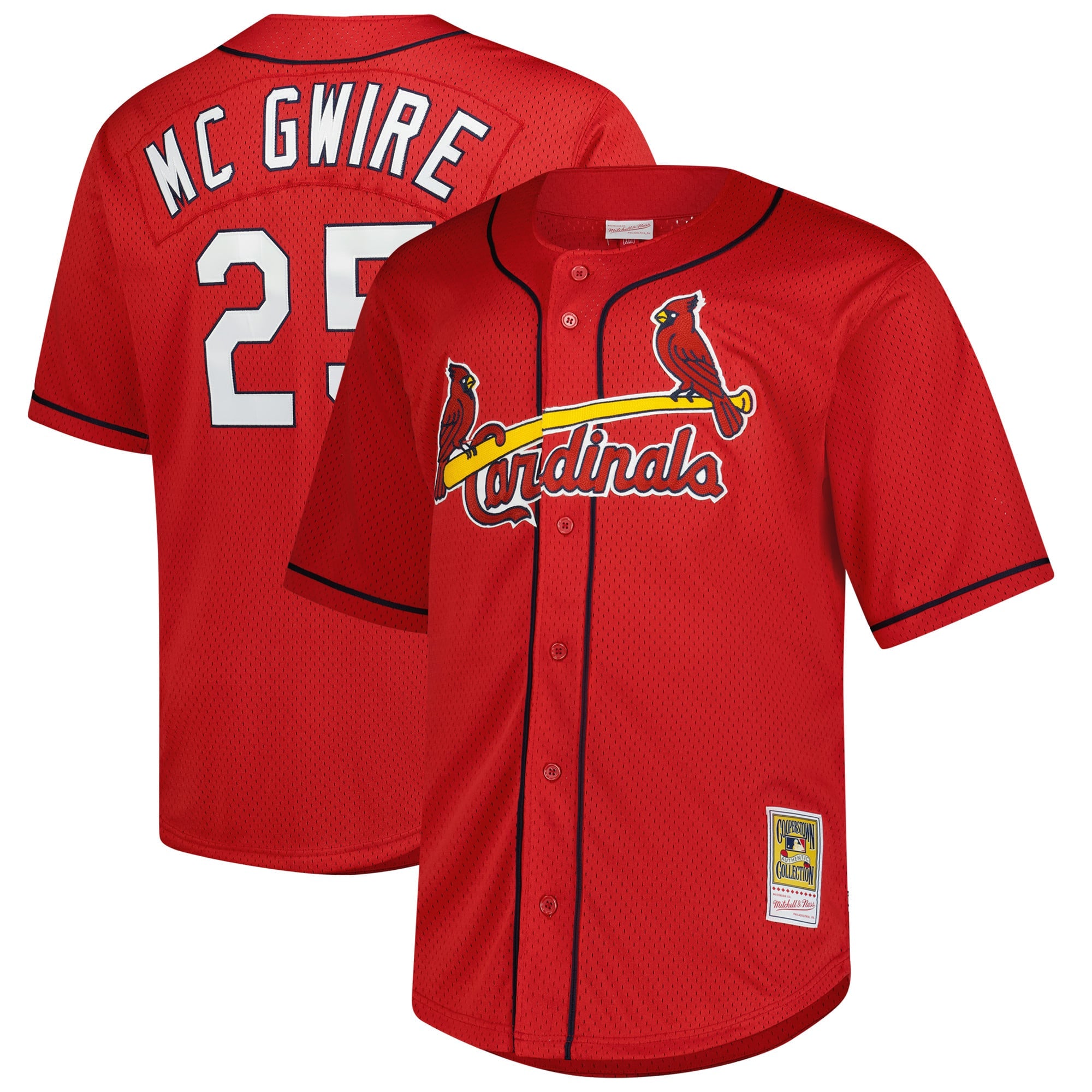 Men's St. Louis Cardinals Mark McGwire Mitchell & Ness Red Big & Tall Cooperstown Mesh Batting Practice Jersey - 2