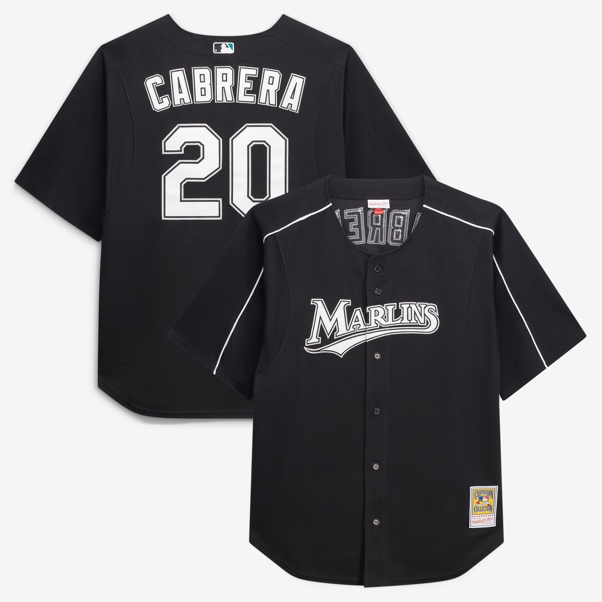 Men's Miami Marlins Miguel Cabrera Mitchell & Ness Black Big & Tall Cooperstown Mesh Batting Practice Jersey