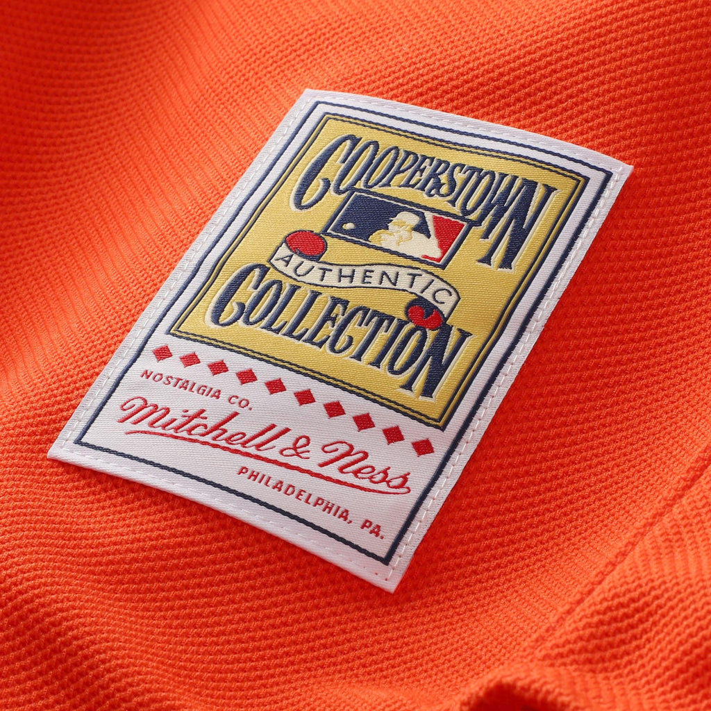 Men's New York Mets Mike Piazza Mitchell & Ness Orange Cooperstown Collection Mesh Batting Practice Button-Up Jersey - 9