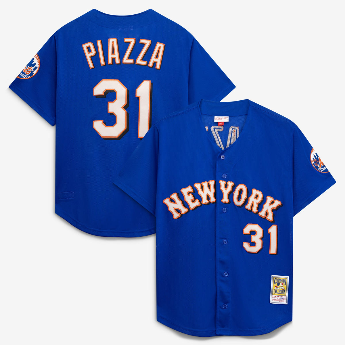 Men's New York Mets Mike Piazza Mitchell & Ness Royal Cooperstown Collection Mesh Batting Practice Button-Up Jersey - 2