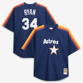Men's Houston Astros Nolan Ryan Mitchell & Ness Navy Cooperstown Collection Big & Tall Mesh Batting Practice Jersey