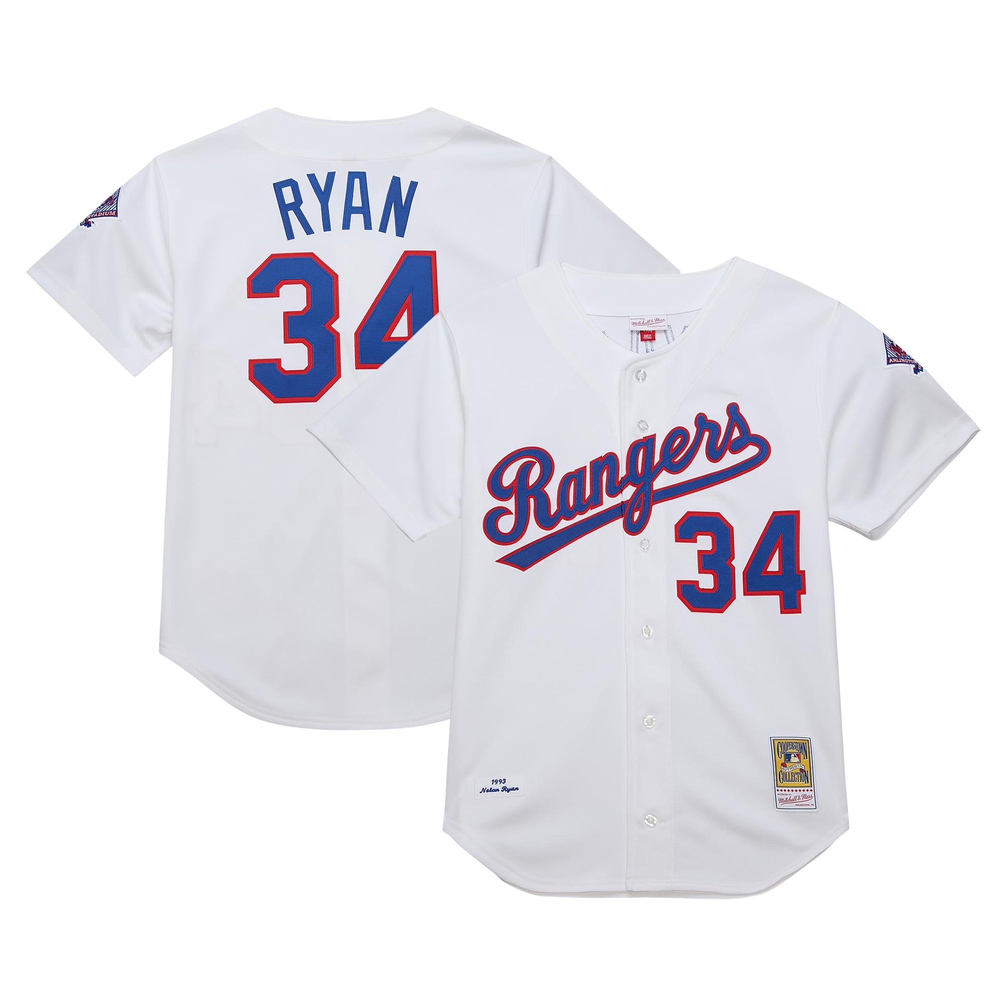 Men's Texas Rangers Nolan Ryan Mitchell & Ness White 1993 Cooperstown Collection Authentic Jersey - 2