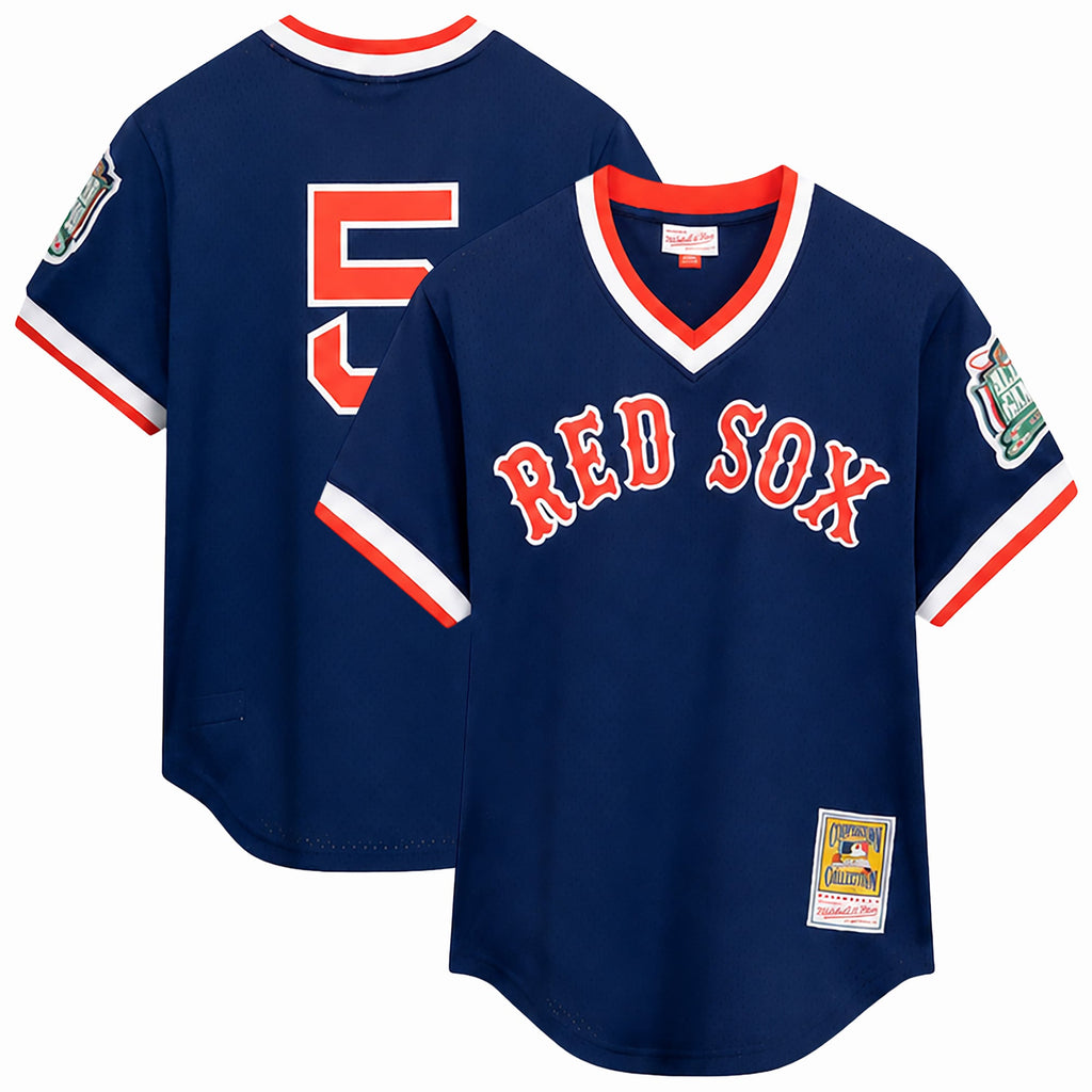Men's Boston Red Sox Nomar Garciaparra Mitchell & Ness Navy Big & Tall Cooperstown Mesh Batting Practice Jersey