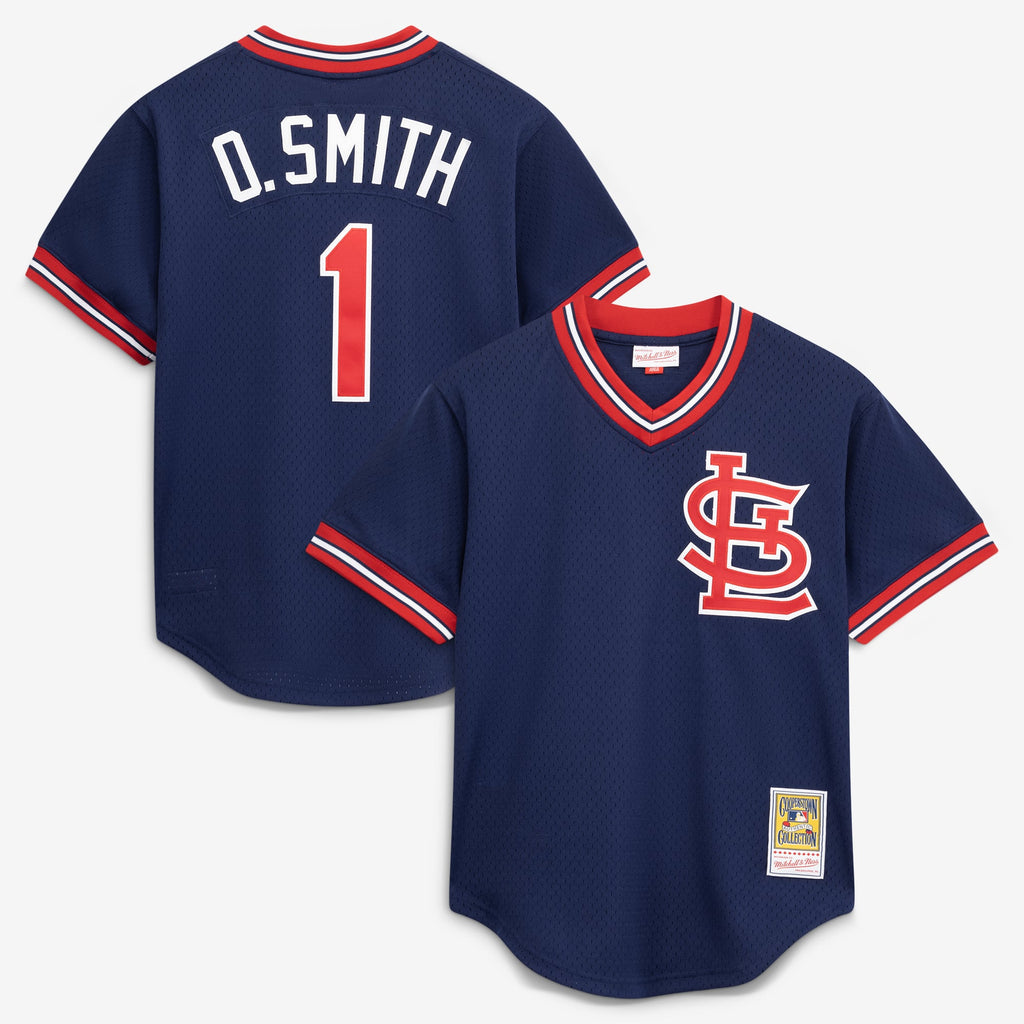 Men's St. Louis Cardinals Ozzie Smith Mitchell & Ness Navy Authentic Batting Practice Jersey