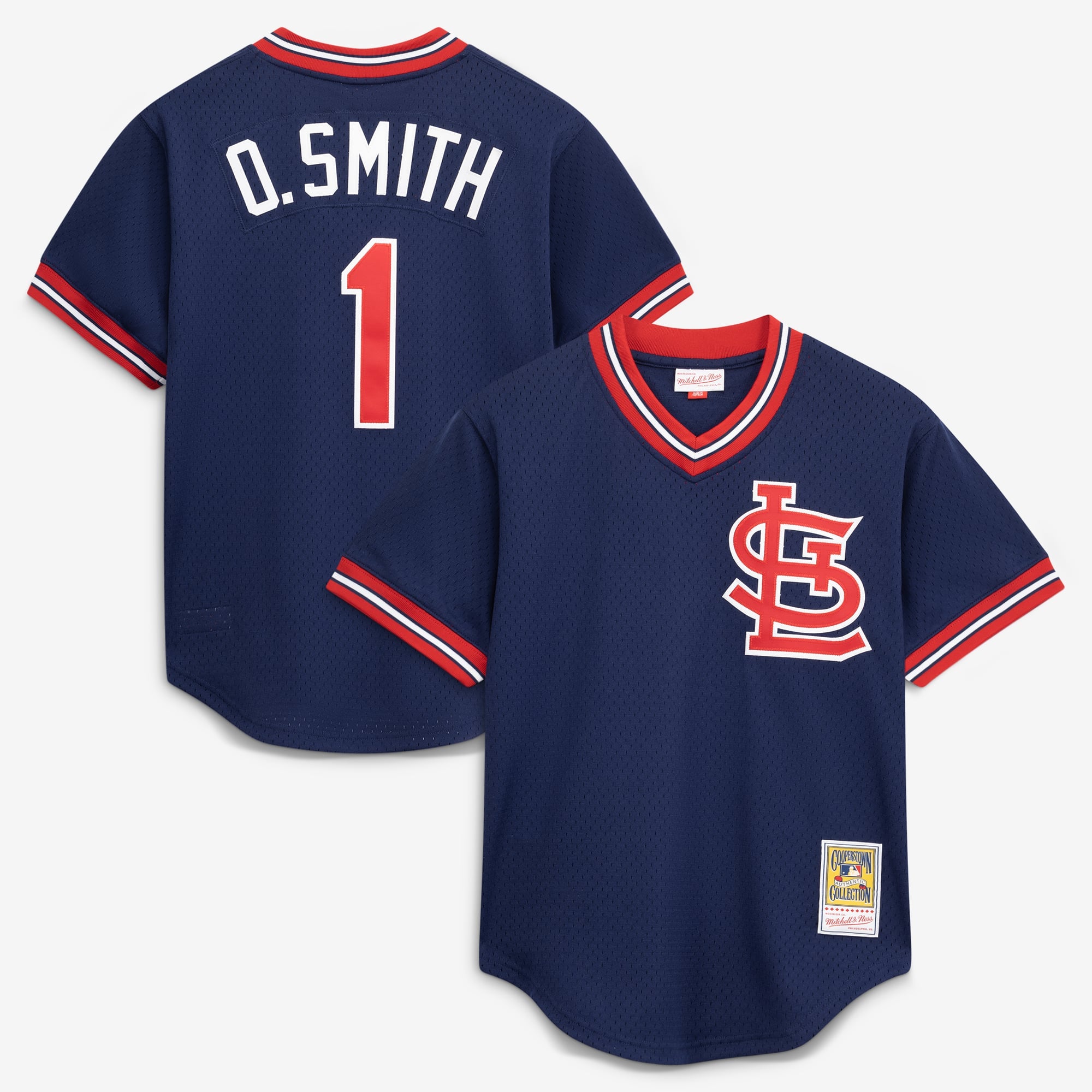 Men's St. Louis Cardinals Ozzie Smith Mitchell & Ness Navy Authentic Batting Practice Jersey
