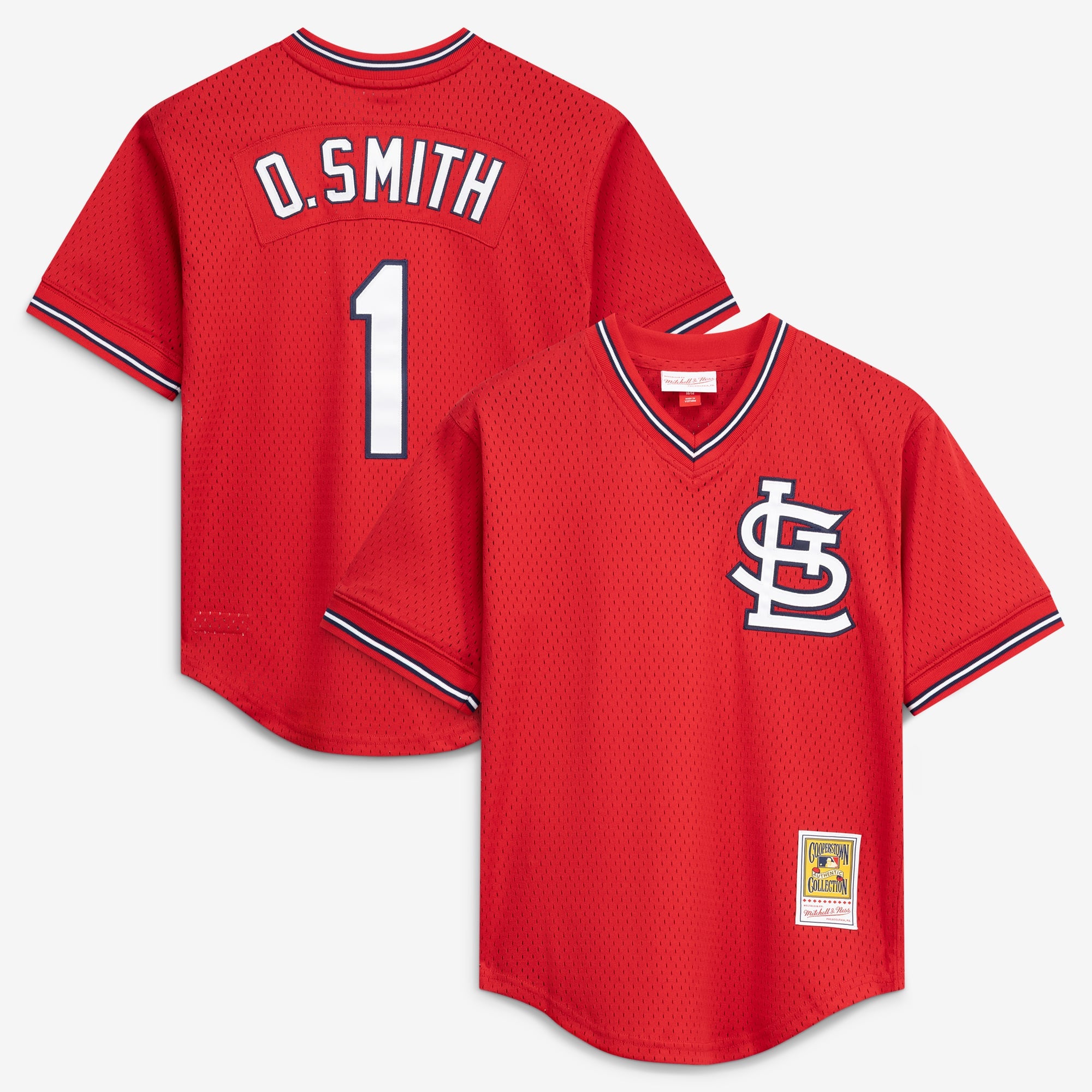 Men's St. Louis Cardinals Ozzie Smith Mitchell & Ness Scarlet Authentic Batting Practice Jersey