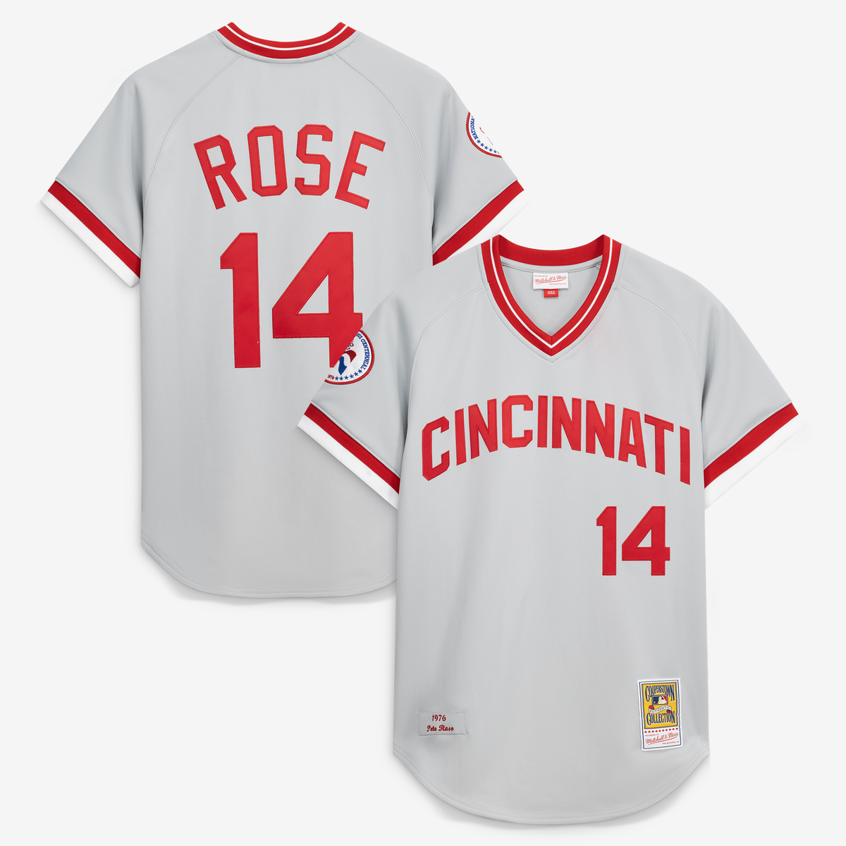 Men's Cincinnati Reds Pete Rose Mitchell & Ness Gray 1976 Authentic Jersey - 2