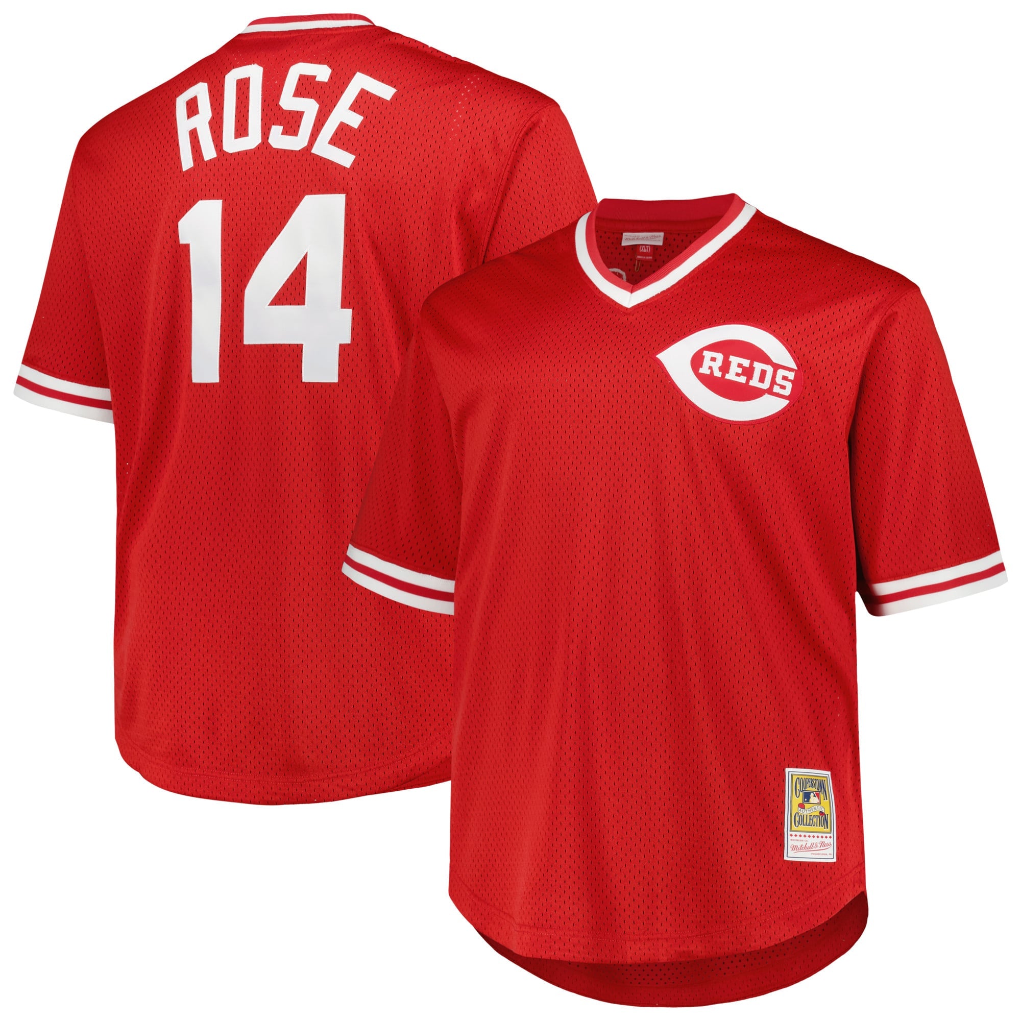 Men's Cincinnati Reds Pete Rose Mitchell & Ness Red 1984 Cooperstown Collection Mesh Pullover Jersey - 2