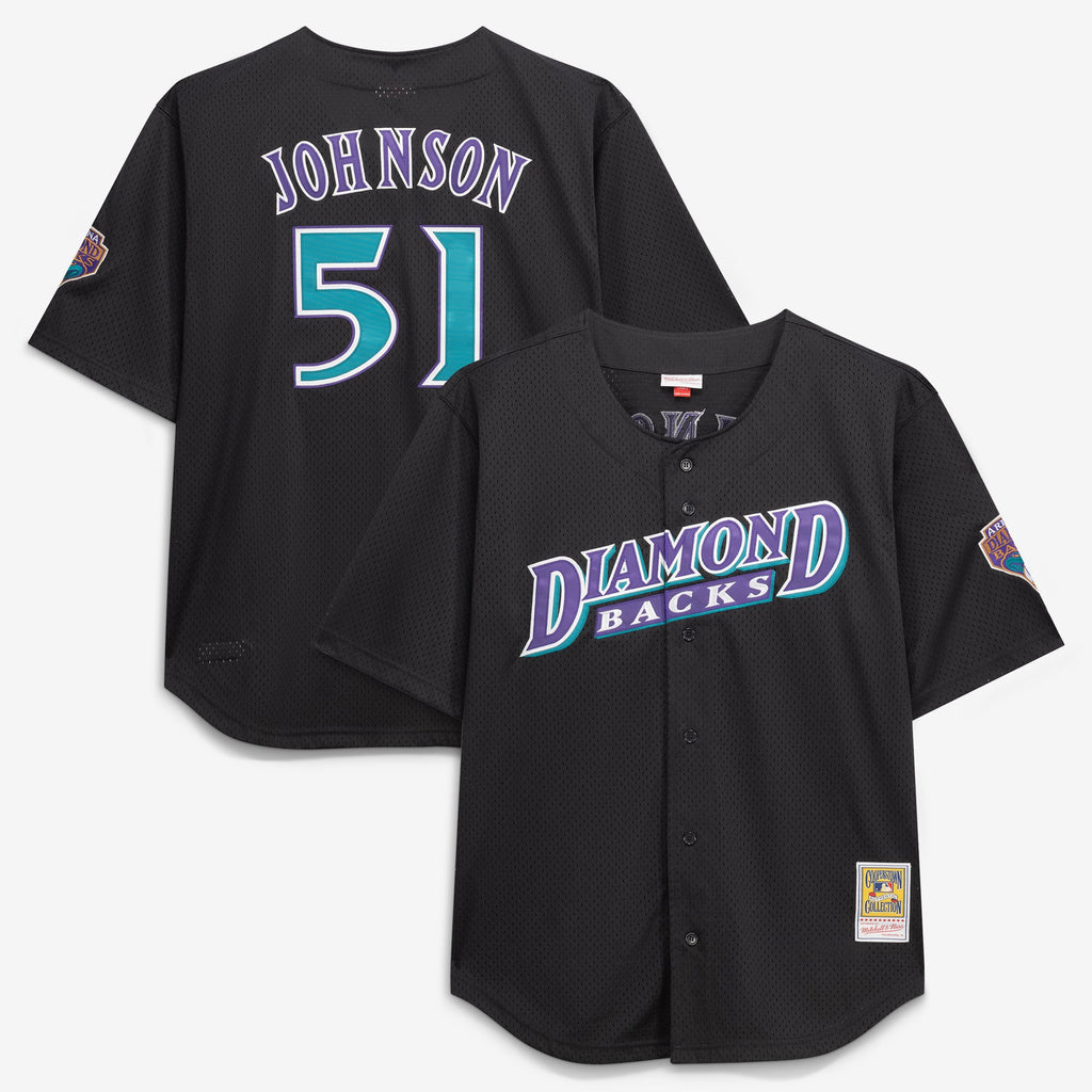 Men's Arizona Diamondbacks Randy Johnson Mitchell & Ness Black Big & Tall Cooperstown Mesh Batting Practice Jersey