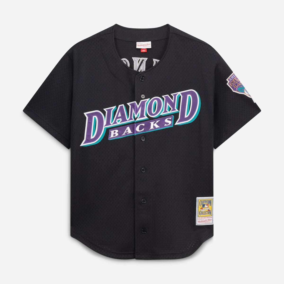 Men's Arizona Diamondbacks Randy Johnson Mitchell & Ness Black Cooperstown Collection Mesh Batting Practice Button-Up Jersey - 3