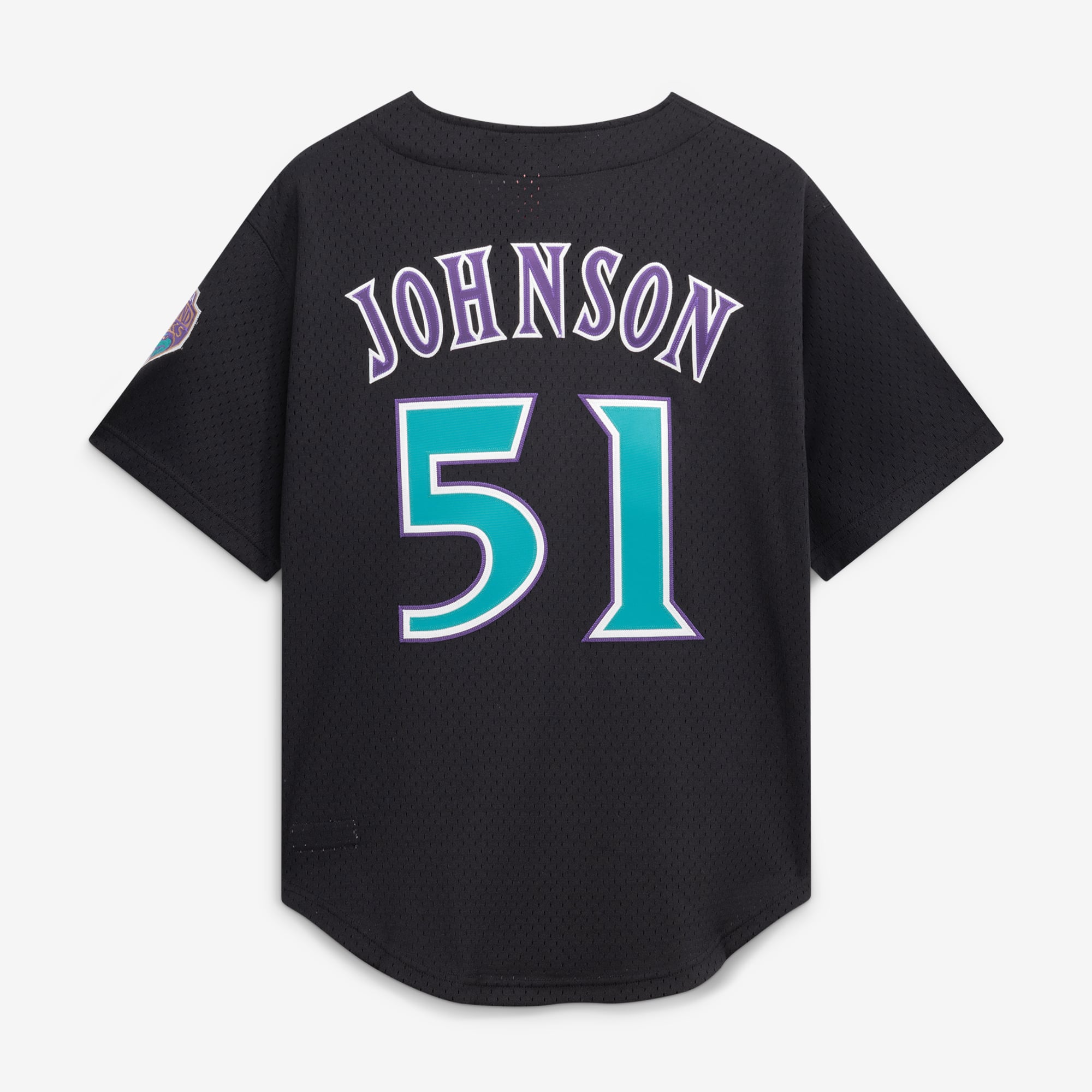 Men's Arizona Diamondbacks Randy Johnson Mitchell & Ness Black Cooperstown Collection Mesh Batting Practice Button-Up Jersey - 4