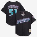 Men's Arizona Diamondbacks Randy Johnson Mitchell & Ness Black Cooperstown Collection Mesh Batting Practice Button-Up Jersey