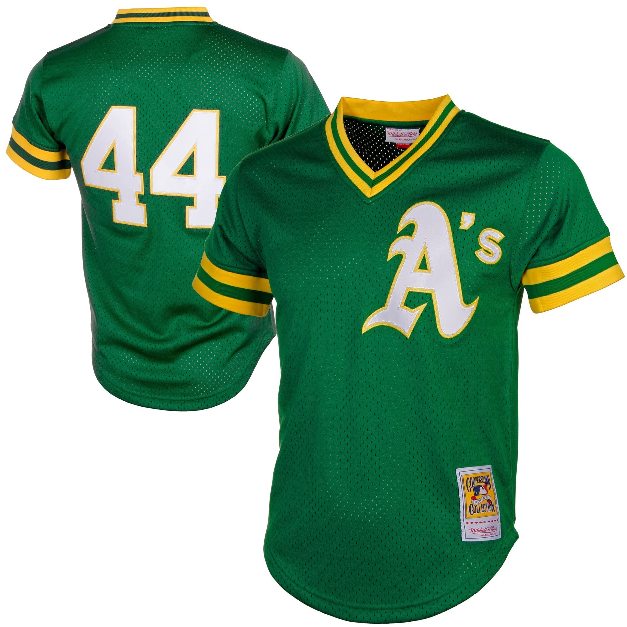 Men's Athletics Reggie Jackson Mitchell & Ness Green Authentic Batting Practice Jersey