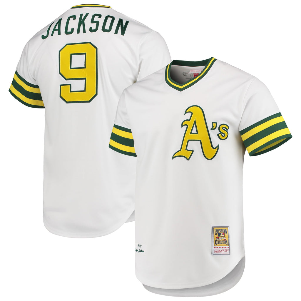 Men's Athletics Reggie Jackson Mitchell & Ness White 1972 Cooperstown Collection Authentic Jersey - 2