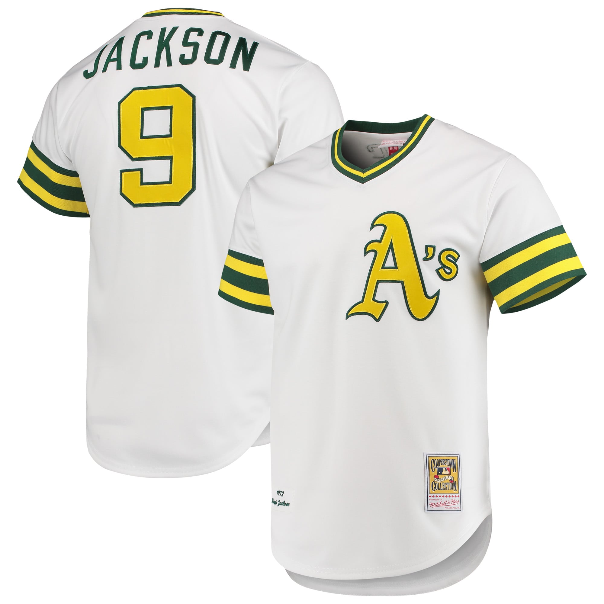 Men's Athletics Reggie Jackson Mitchell & Ness White 1972 Cooperstown Collection Authentic Jersey - 2