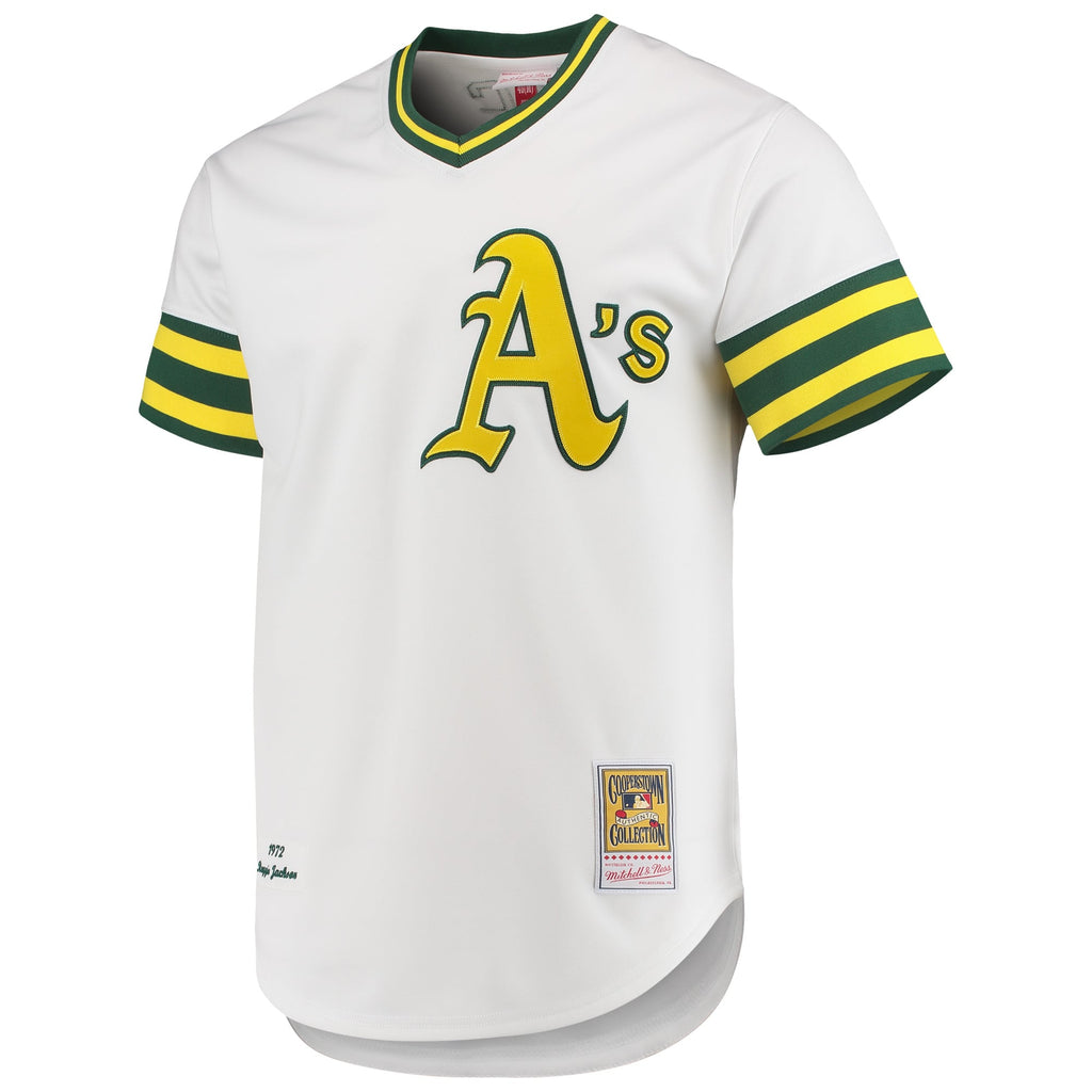 Men's Athletics Reggie Jackson Mitchell & Ness White 1972 Cooperstown Collection Authentic Jersey - 3
