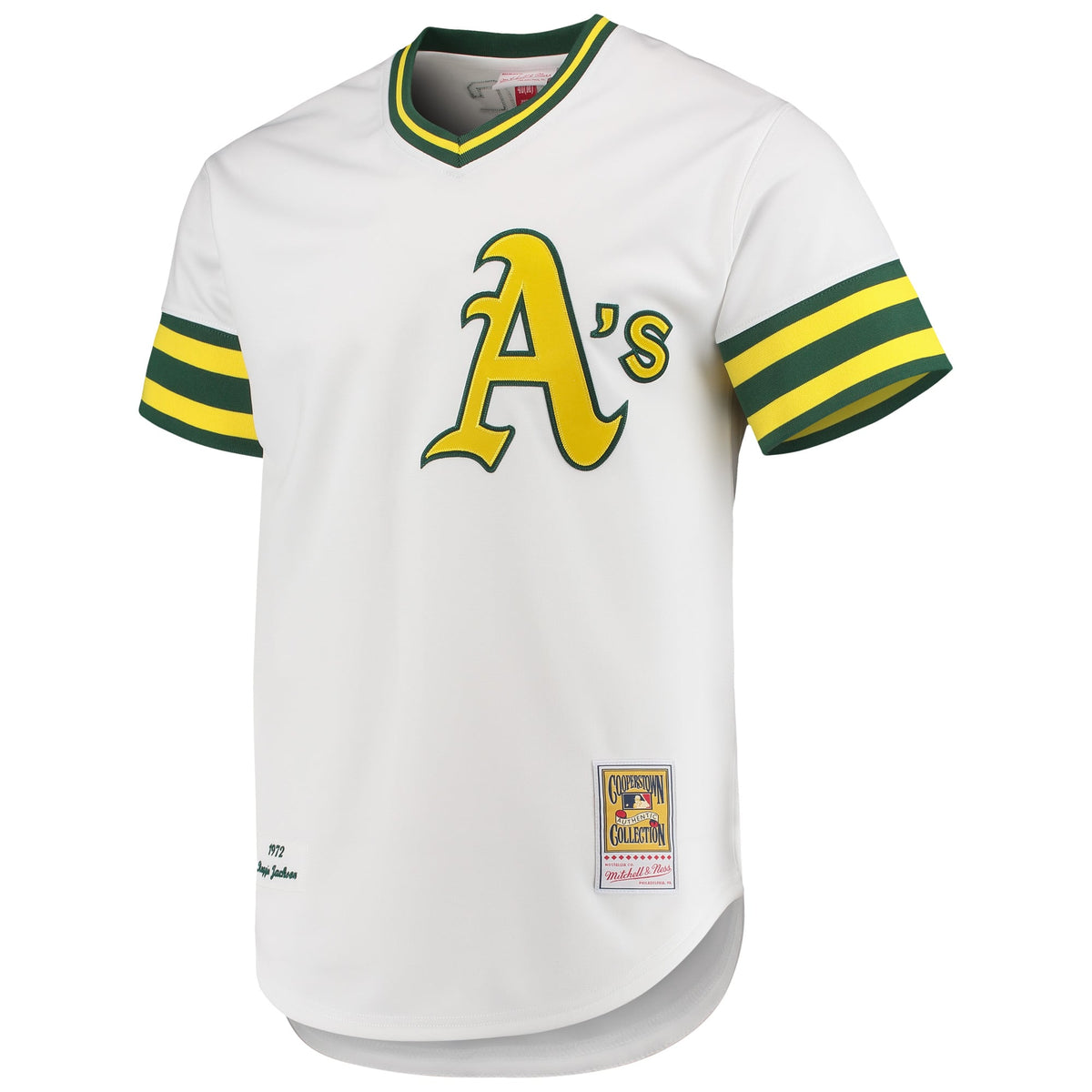 Men's Athletics Reggie Jackson Mitchell & Ness White 1972 Cooperstown Collection Authentic Jersey - 3