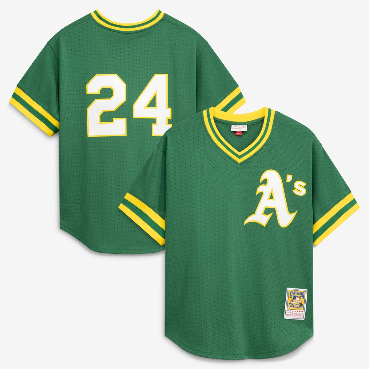Men's Athletics Rickey Henderson Mitchell & Ness Green Authentic Batting Practice Jersey