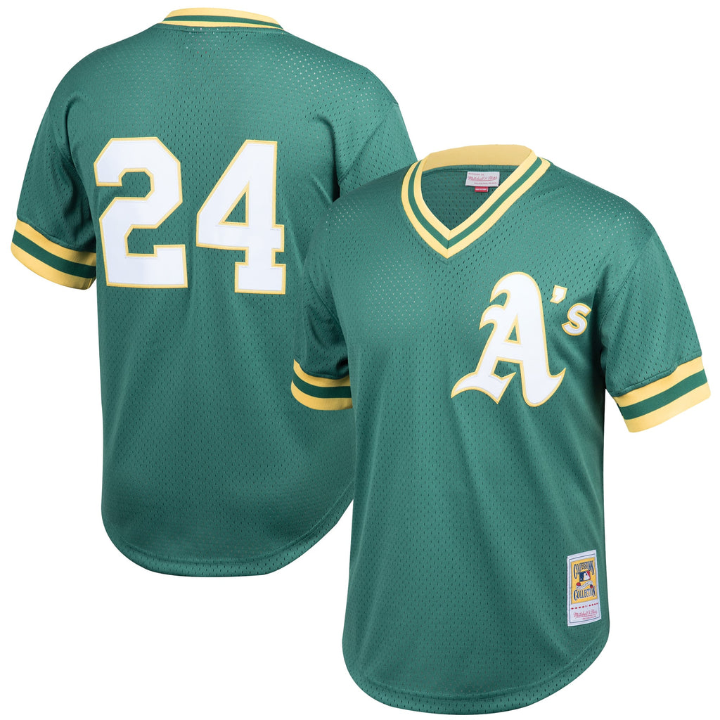 Men's Athletics Rickey Henderson Mitchell & Ness Green Cooperstown Collection Big & Tall Mesh Batting Practice Jersey - 2