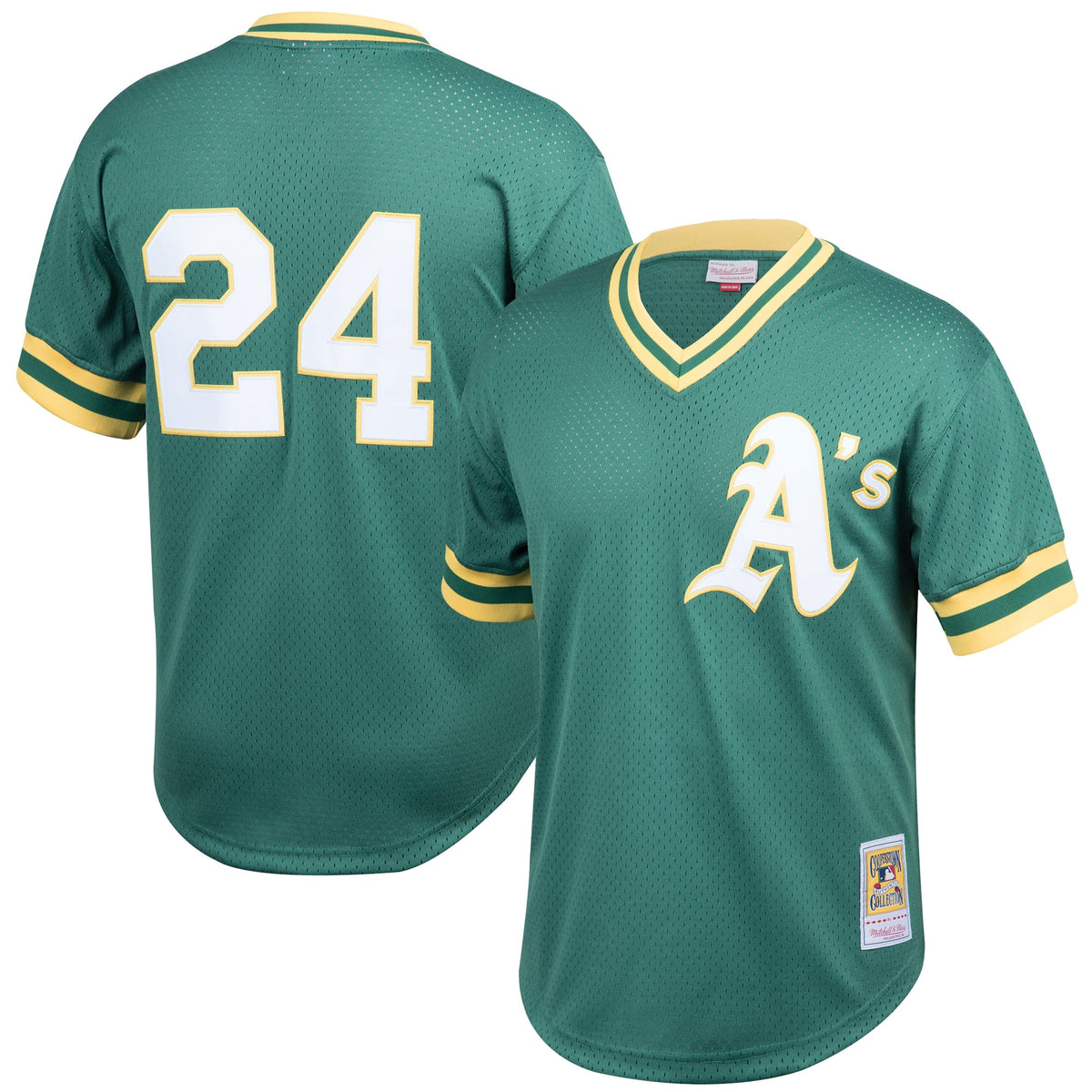 Men's Athletics Rickey Henderson Mitchell & Ness Green Cooperstown Collection Big & Tall Mesh Batting Practice Jersey - 2
