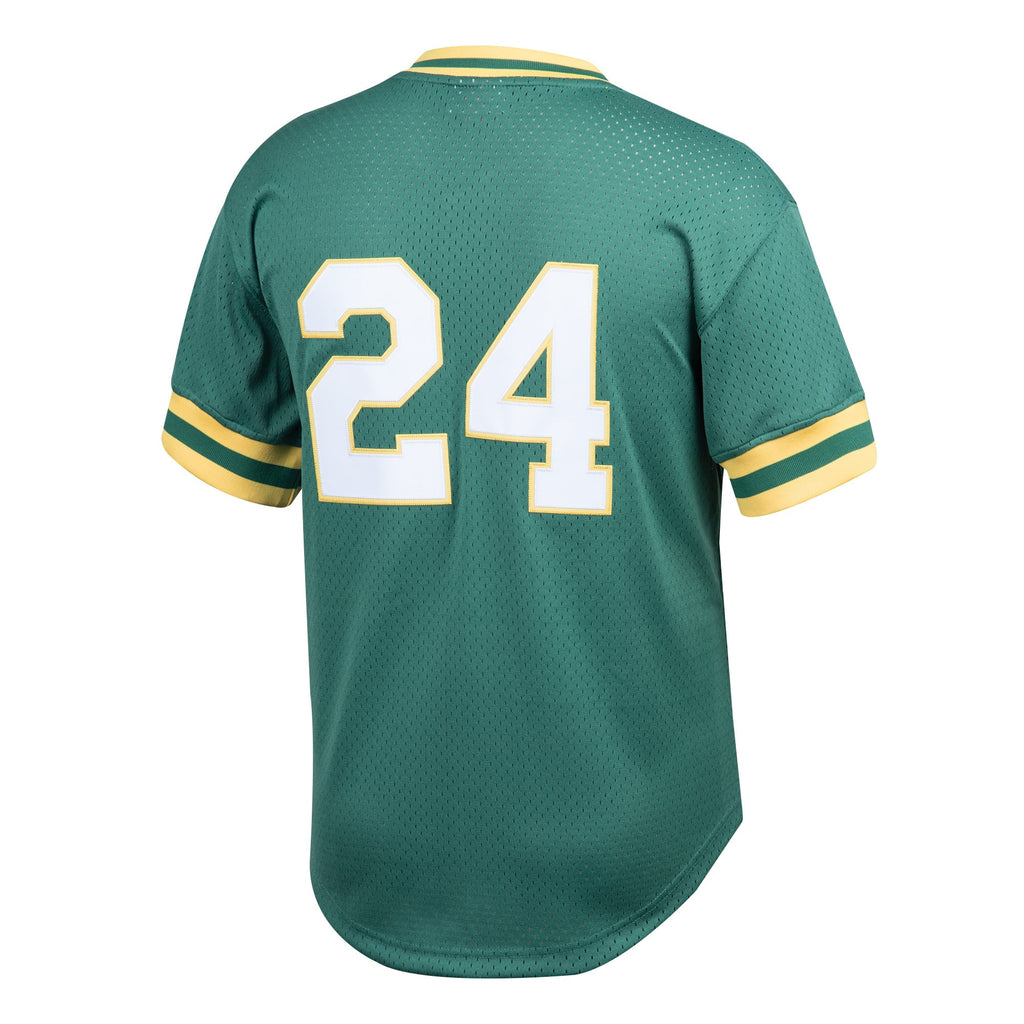 Men's Athletics Rickey Henderson Mitchell & Ness Green Cooperstown Collection Big & Tall Mesh Batting Practice Jersey - 4