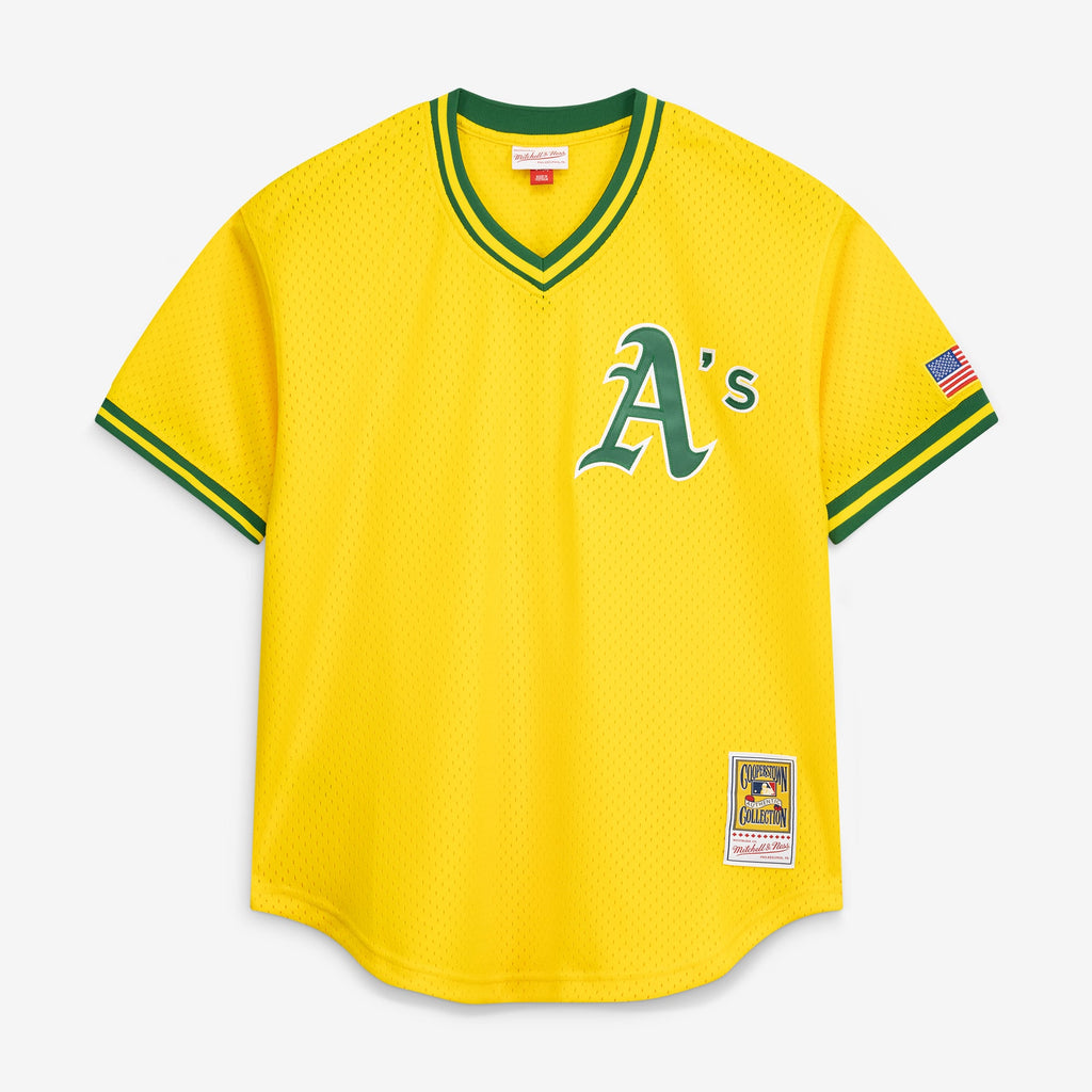 Men's Athletics Rickey Henderson Mitchell & Ness Yellow Authentic Batting Practice Jersey - 3