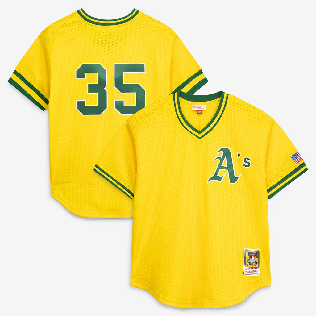 Men's Athletics Rickey Henderson Mitchell & Ness Yellow Authentic Batting Practice Jersey