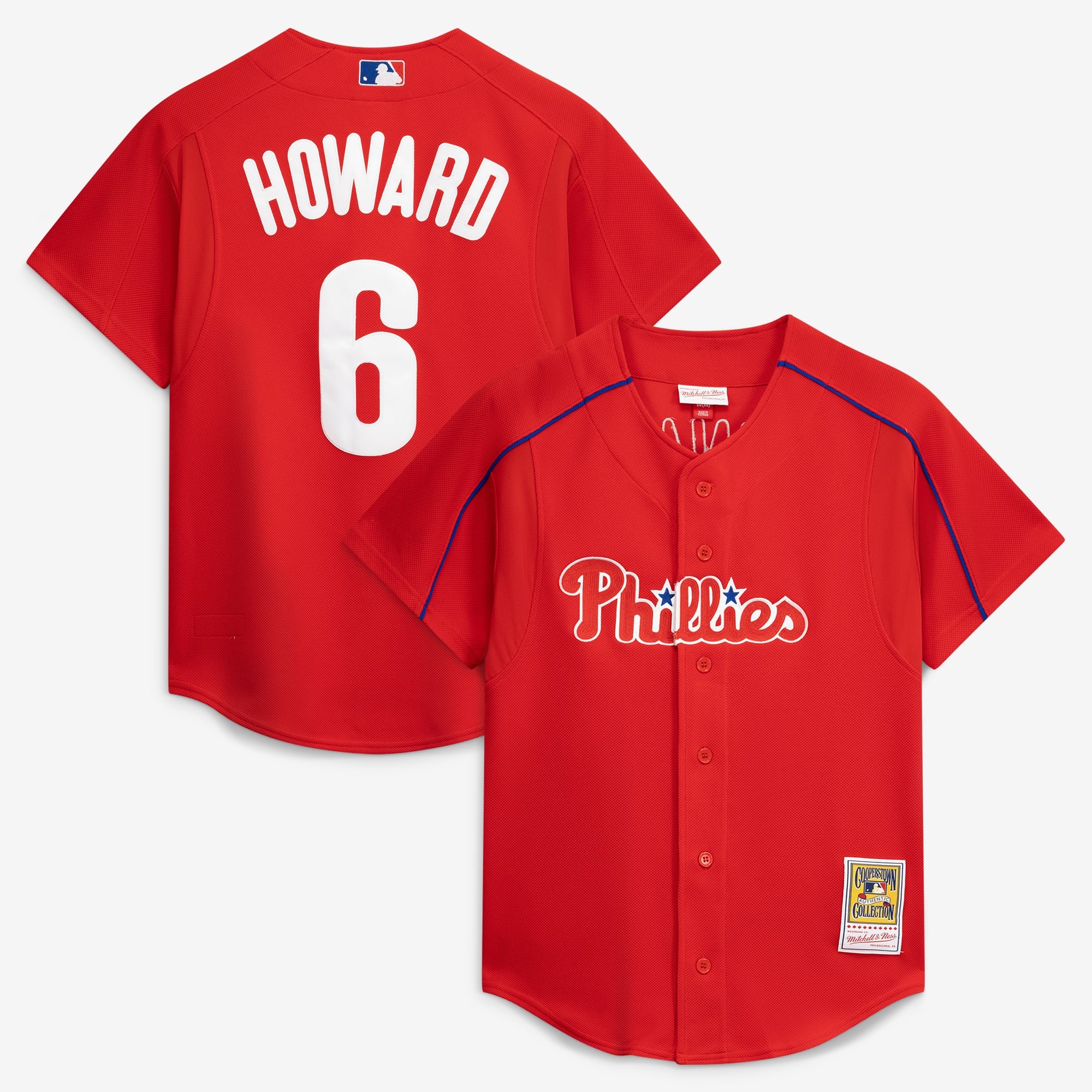 Men's Philadelphia Phillies Ryan Howard Mitchell & Ness Red Cooperstown Collection Batting Practice Jersey - 2