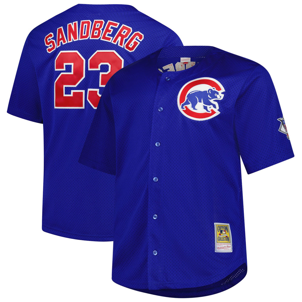 Men's Chicago Cubs Ryne Sandberg Mitchell & Ness Royal Big & Tall Cooperstown Mesh Batting Practice Jersey
