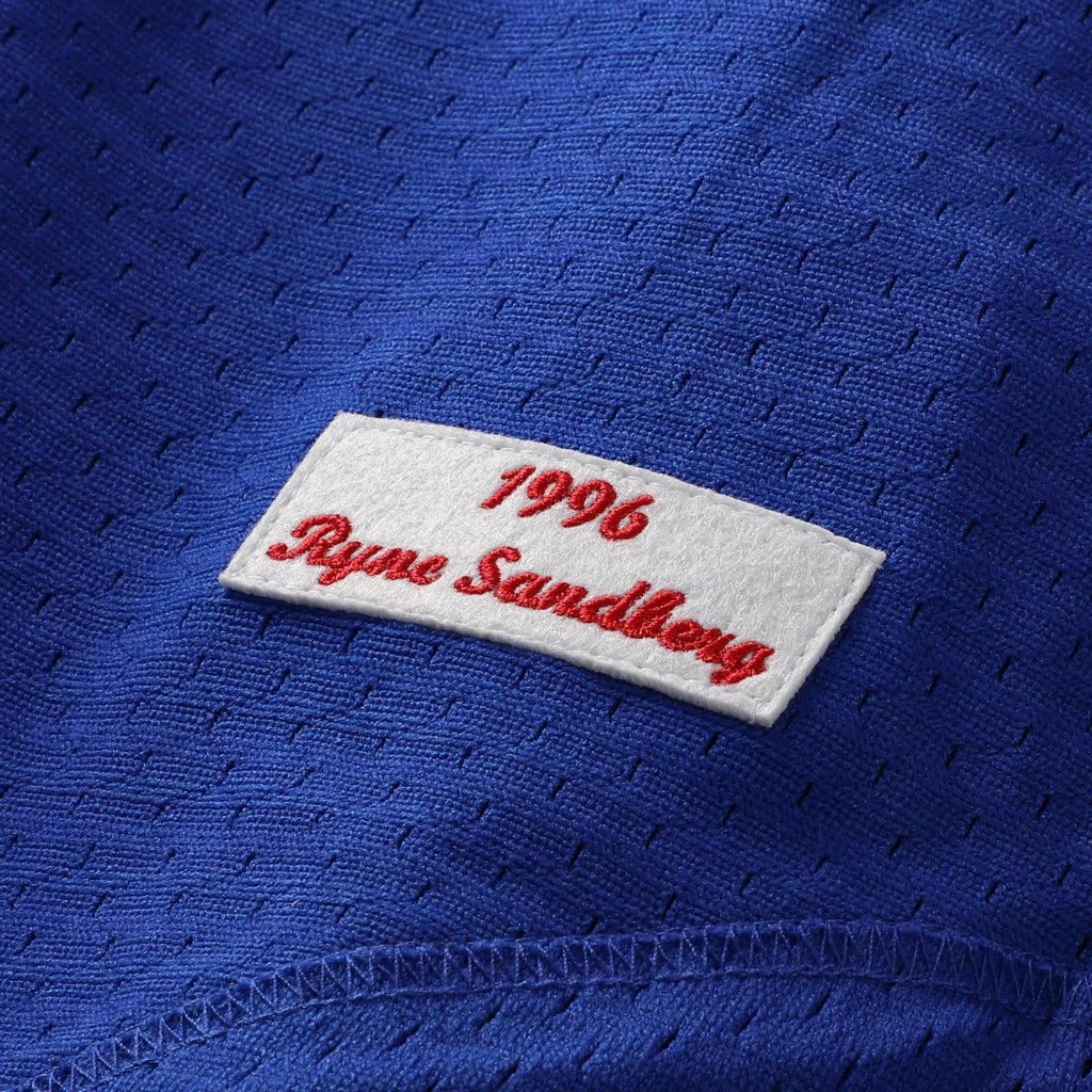 Men's Chicago Cubs Ryne Sandberg Mitchell & Ness Royal Cooperstown Collection 1996 Mesh Batting Practice Button-Up Jersey - 7