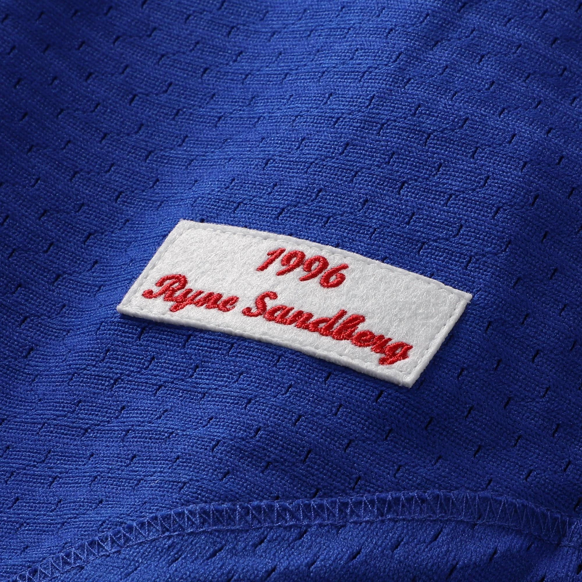 Men's Chicago Cubs Ryne Sandberg Mitchell & Ness Royal Cooperstown Collection 1996 Mesh Batting Practice Button-Up Jersey - 7