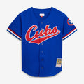 Men's Chicago Cubs Ryne Sandberg Mitchell & Ness Royal Cooperstown Collection 1996 Mesh Batting Practice Button-Up Jersey