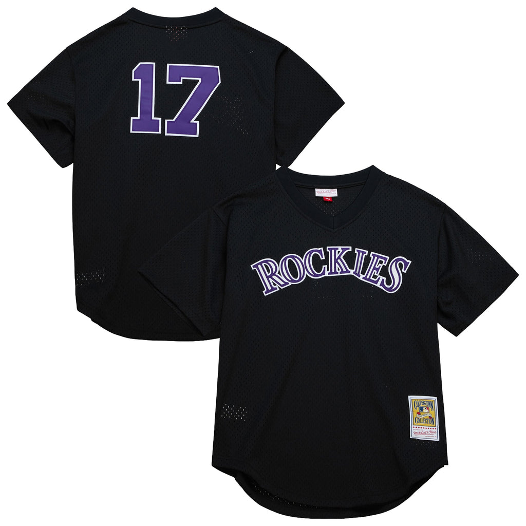 Men's Colorado Rockies Todd Helton Mitchell & Ness Black Authentic Batting Practice Jersey