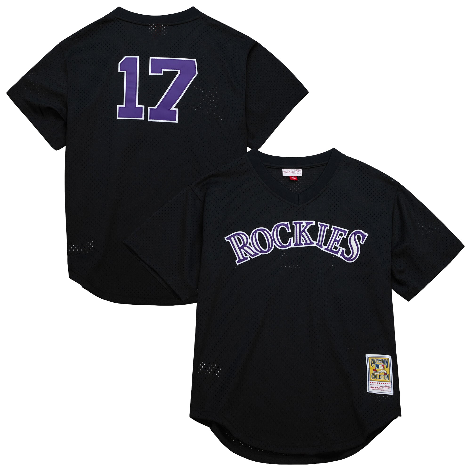 Men's Colorado Rockies Todd Helton Mitchell & Ness Black Authentic Batting Practice Jersey